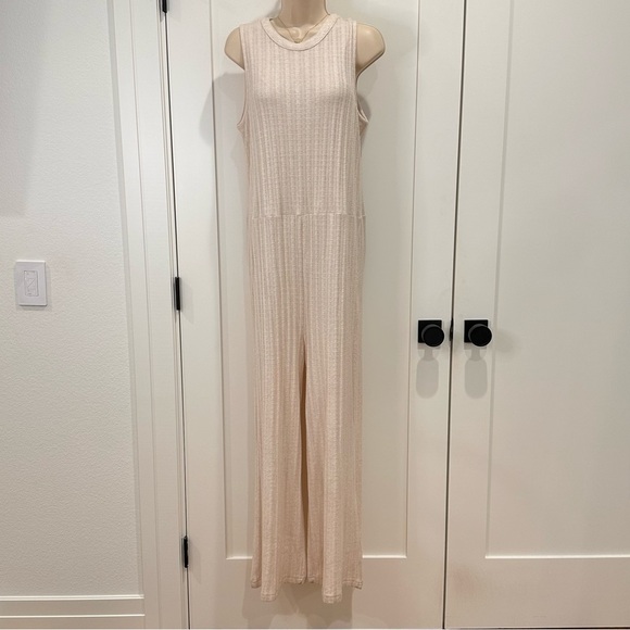 World Market Pointelle Knit Jumpsuit Cardigan Set Ivory Large XL Boho Lagenlook - Picture 6 of 16